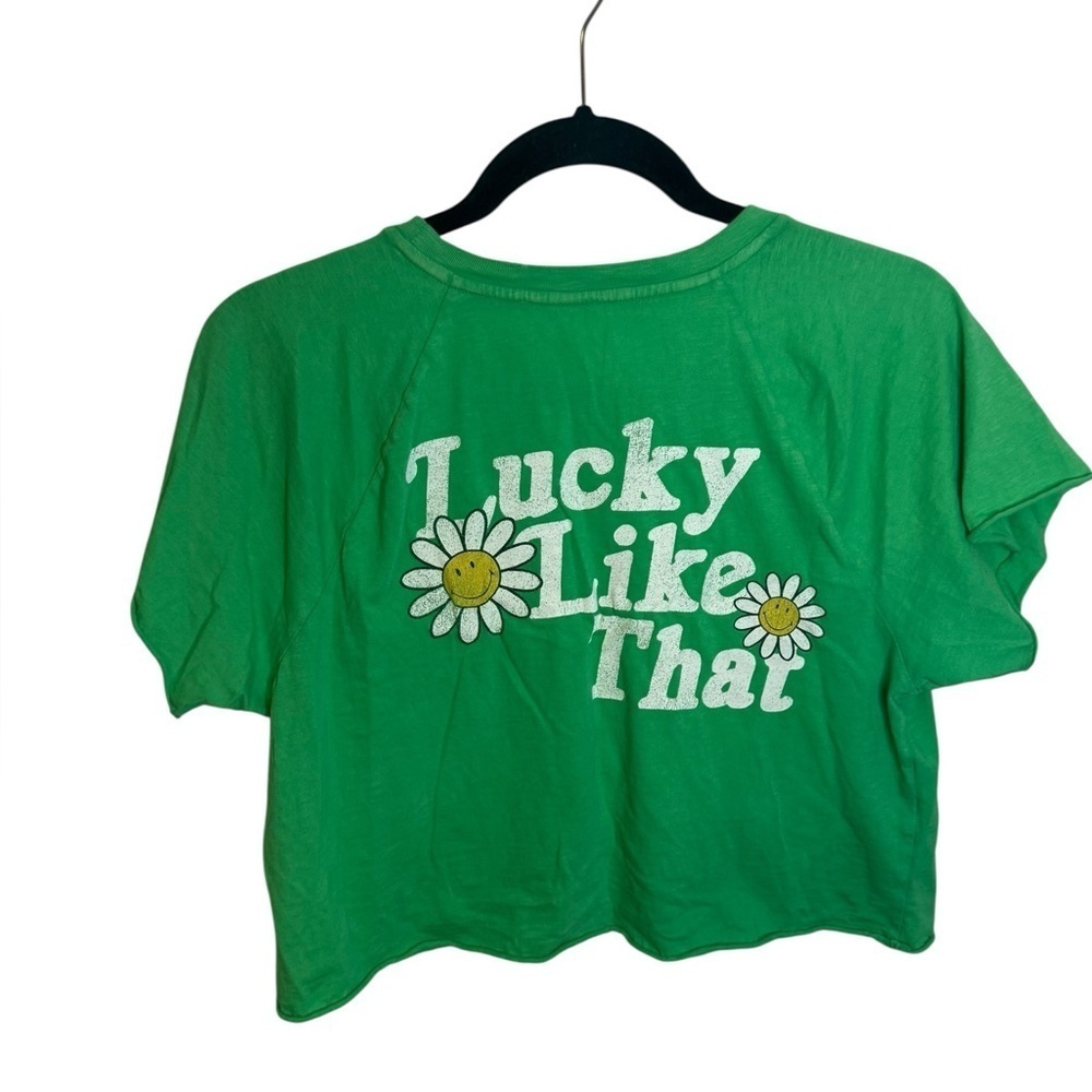 Aerie Lucky Like That Cropped Smiley Graphic Tee